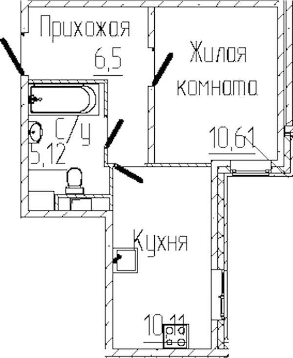 1-комнатная квартира 32.34 м², 2/8 эт., ЖК «SERTOLOVO PARK»